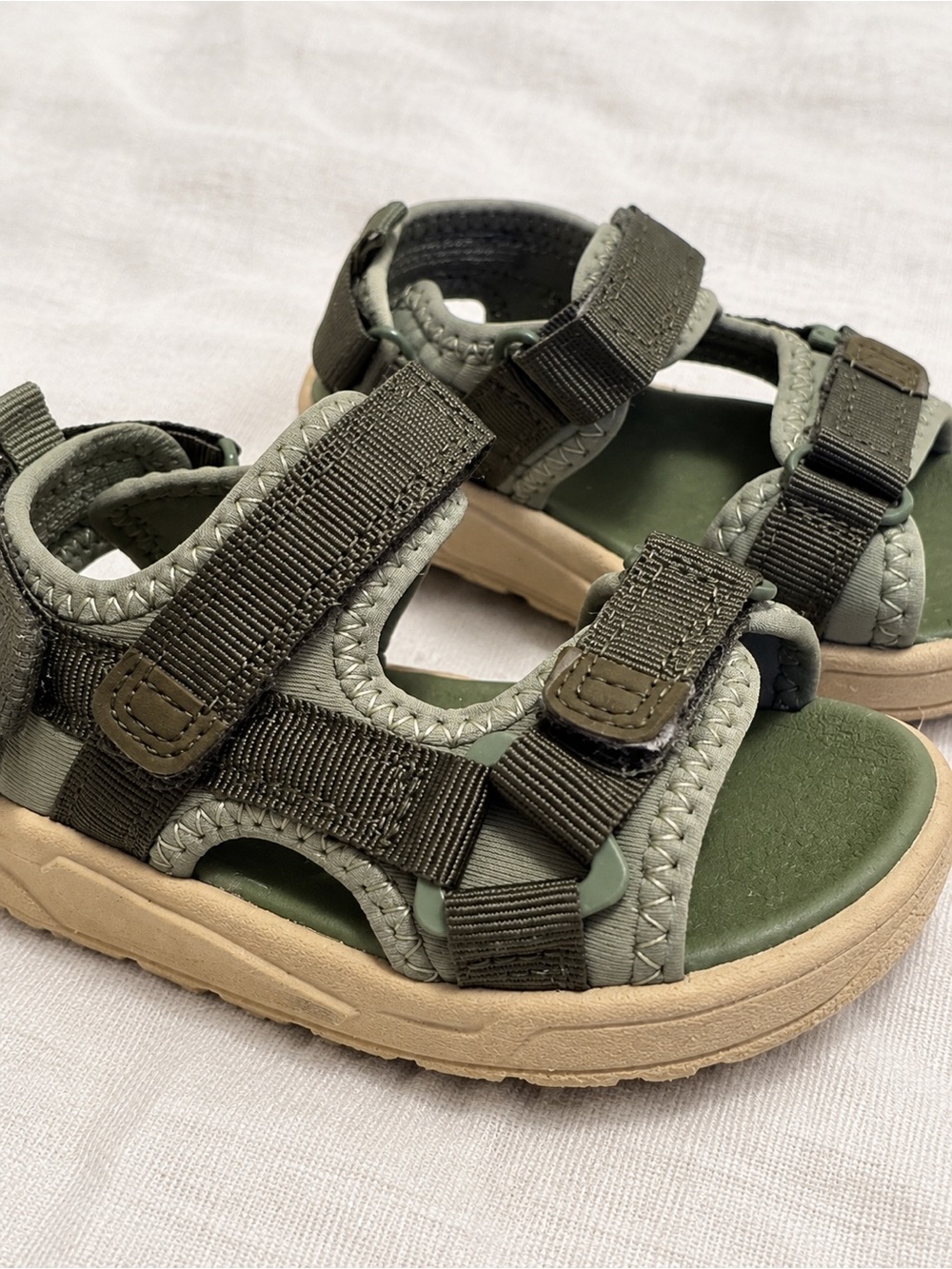 H&M Olive Green and Tan Kids Sport Sandals